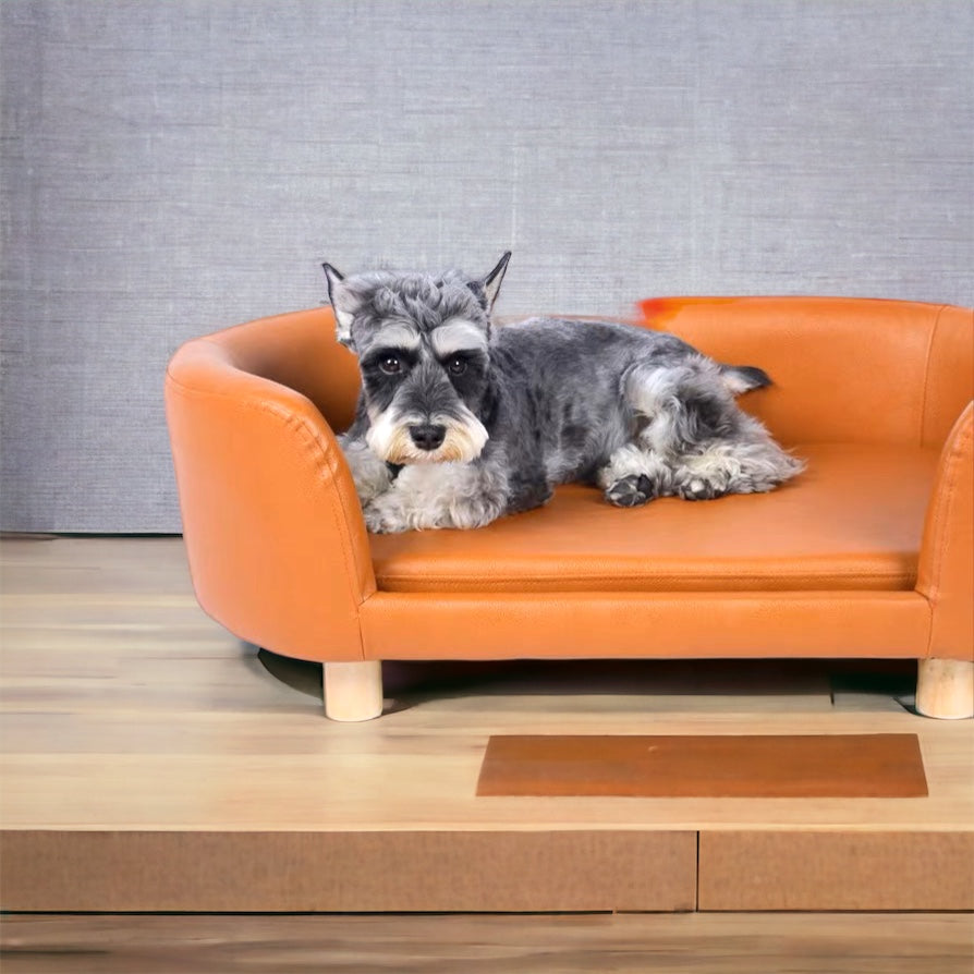 Ronronne Leather Dog Bed橙色仿皮寵物床